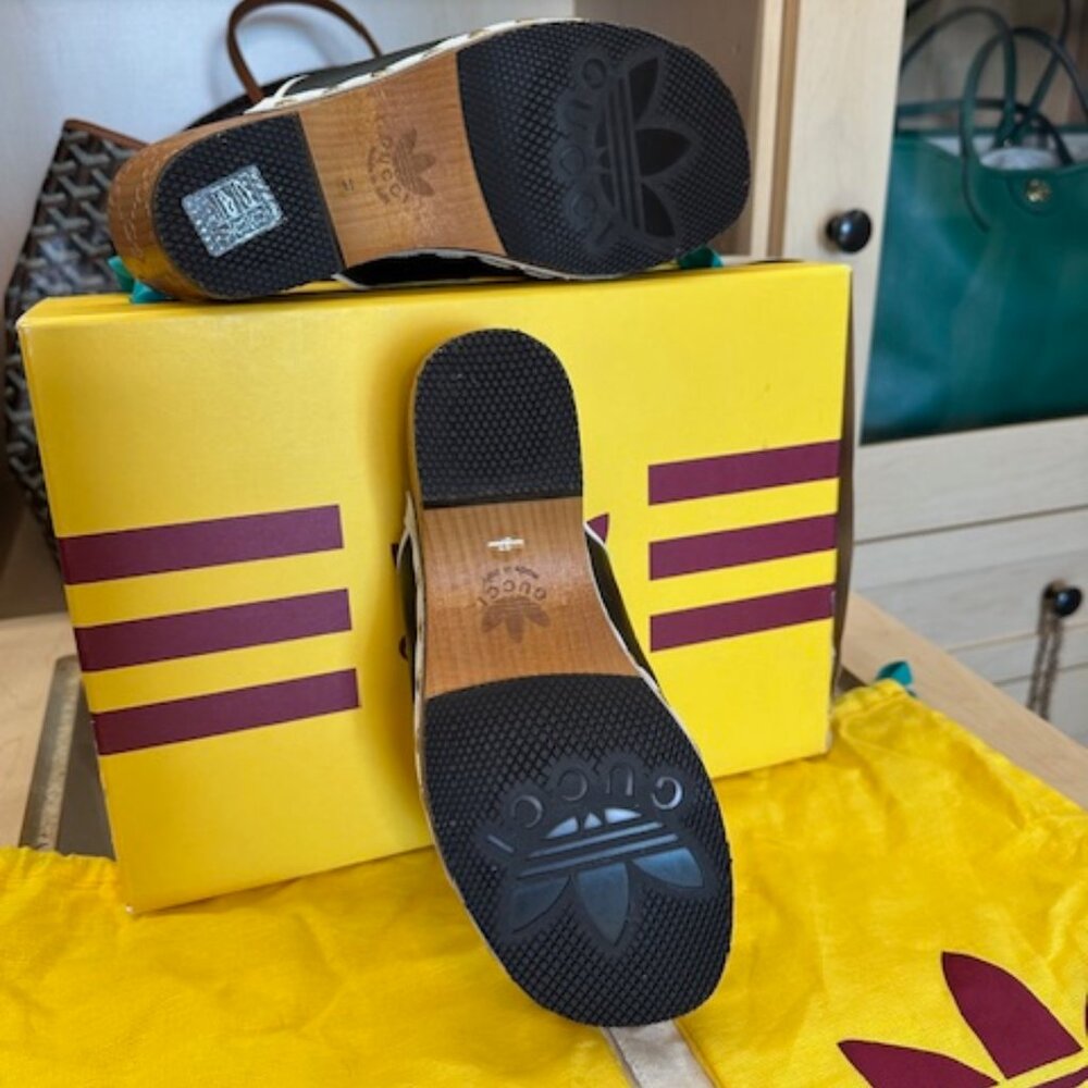 Gucci x Adidas Horse-bit Accent Size 37 Calfskin Clogs/Mules - Picture 6 of 8